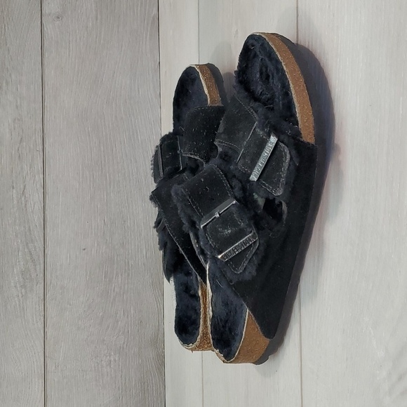 Birkenstock Women Arizona Comfort Suede Shearling Sandals shoes sz 38/7 - Picture 2 of 12